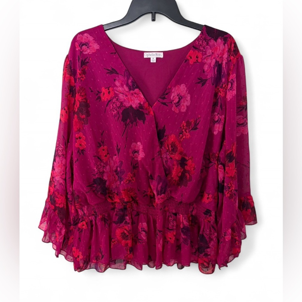 Fuchsia floral Ophelia Roe blouse